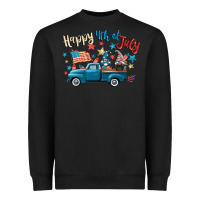 Black happy 4th of july gnome truck Heavyweight Sweatshirt - CowGirlArtShop