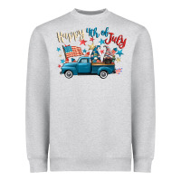 Heather Grey happy 4th of july gnome truck Heavyweight Sweatshirt - CowGirlArtShop