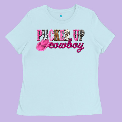 Pucker Up Cowboy Ladies Tee Designed By Nancycooperartshop