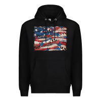 Black Leopard glitter American flag Premium Hoodie - FaDigitalArtStudio