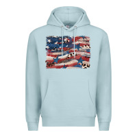 Blue Mist Leopard glitter American flag Premium Hoodie - FaDigitalArtStudio