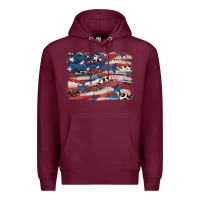 Burgundy Leopard glitter American flag Premium Hoodie - FaDigitalArtStudio