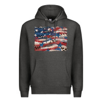 Charcoal Heather Leopard glitter American flag Premium Hoodie - FaDigitalArtStudio