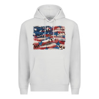 Dove Grey Leopard glitter American flag Premium Hoodie - FaDigitalArtStudio