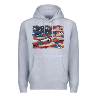 Heather Grey Leopard glitter American flag Premium Hoodie - FaDigitalArtStudio