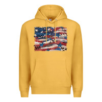 Mustard Leopard glitter American flag Premium Hoodie - FaDigitalArtStudio