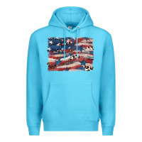 Ocean Blue Leopard glitter American flag Premium Hoodie - FaDigitalArtStudio