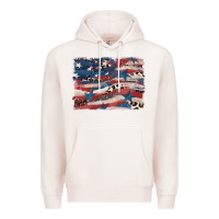 Pale Pink Leopard glitter American flag Premium Hoodie - FaDigitalArtStudio