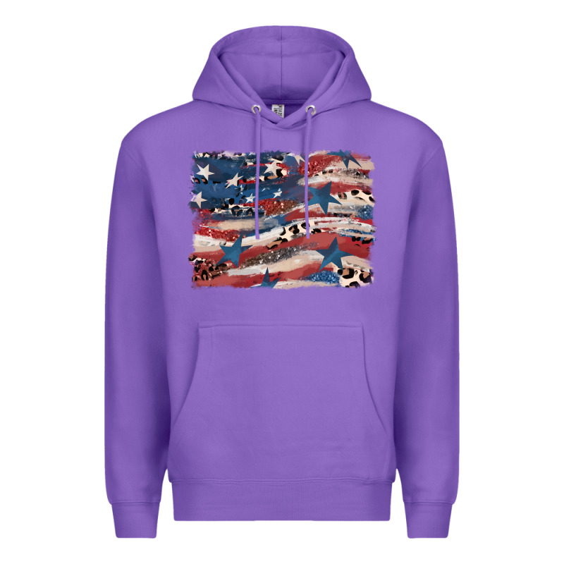 Leopard Glitter American Flag Premium Hoodie by FaDigitalArtStudio | Teevron