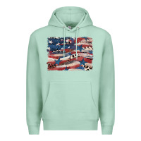 Seafoam Leopard glitter American flag Premium Hoodie - FaDigitalArtStudio