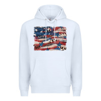 White Leopard glitter American flag Premium Hoodie - FaDigitalArtStudio