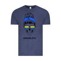 Vintage Denim Blue Glitter Rainbow Mom Skull Vintage Tee - Bettercallsaul