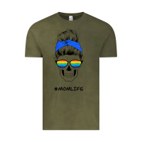 Vintage Olive Blue Glitter Rainbow Mom Skull Vintage Tee - Bettercallsaul