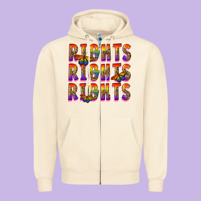 Rights Rights Rights Pride Zipper Hoodie Designed By Fadigitalartstudio