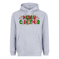 Heather Grey festive merry christmas greeting Heavyweight Hoodie - CowhideDigitalArt