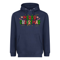 Navy festive merry christmas greeting Heavyweight Hoodie - CowhideDigitalArt