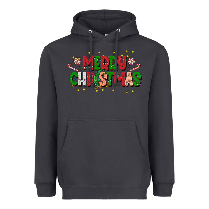 Festive Merry Christmas Greeting Heavyweight Hoodie by CowhideDigitalArt | Teevron