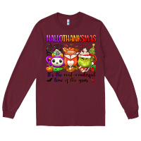 Burgundy hallothanksmas its the most wonderful time of the Long Sleeve Tee - texasbilliewilder