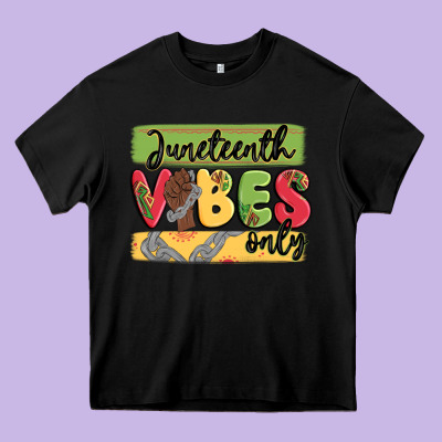 Juneteenth Vibes Only Heavy Core Tee Designed By Maliassmallbusiness