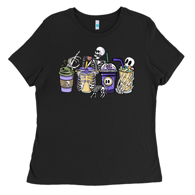 Skeleton Coffee Cups Ladies Tee by NancyCooperArtShop | Teevron