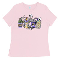 Bubblegum Pink skeleton coffee cups Ladies Tee - NancyCooperArtShop