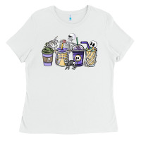 White skeleton coffee cups Ladies Tee - NancyCooperArtShop
