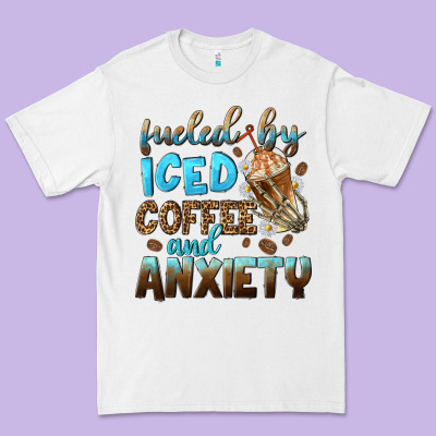 Fueled By Iced Coffee And Anxiety Premium Tee Designed By Nancycooperartshop