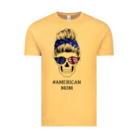 Vintage Mustard American Stars, American Flag Patterned Mom Skull Vintage Tee - Bettercallsaul