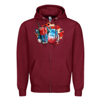 Burgundy Red white and blue slushy cocktail Zipper Hoodie - FaDigitalArtStudio
