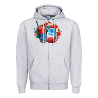 Heather Grey Red white and blue slushy cocktail Zipper Hoodie - FaDigitalArtStudio