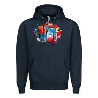 Navy Red white and blue slushy cocktail Zipper Hoodie - FaDigitalArtStudio