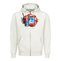 Oatmeal Heather Red white and blue slushy cocktail Zipper Hoodie - FaDigitalArtStudio
