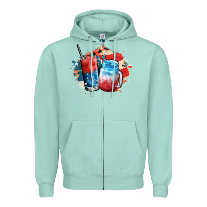 Red White And Blue Slushy Cocktail Zipper Hoodie by FaDigitalArtStudio | Teevron