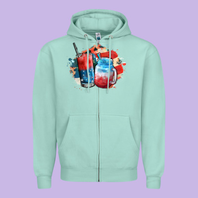 Red White And Blue Slushy Cocktail Zipper Hoodie Designed By Fadigitalartstudio