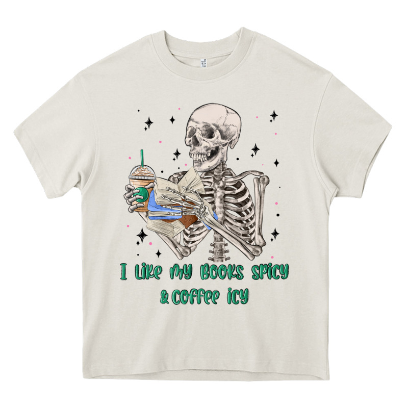 I Like My Books Spicy And Coffee Icy Heavy Core Tee by MaliasSmallBusiness | Teevron