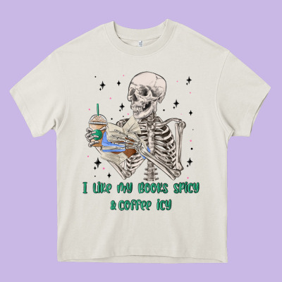 I Like My Books Spicy And Coffee Icy Heavy Core Tee Designed By Maliassmallbusiness