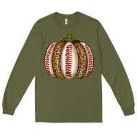 Army Green Baseball Pumpkin Long Sleeve Tee - texasbilliewilder