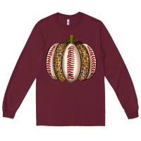Burgundy Baseball Pumpkin Long Sleeve Tee - texasbilliewilder