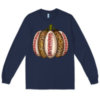 Navy Baseball Pumpkin Long Sleeve Tee - texasbilliewilder
