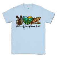 Dusty Blue Peace Love Brown Trout Classic Tee - LillyAllenDesigns