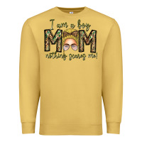 Antique Gold Iam Boy Mom Nothing Scares Me Premium Sweatshirt - CowhideDigitalArt