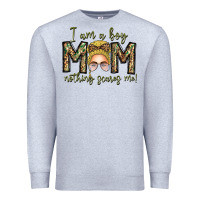 Heather Grey Iam Boy Mom Nothing Scares Me Premium Sweatshirt - CowhideDigitalArt