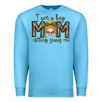 Ocean Blue Iam Boy Mom Nothing Scares Me Premium Sweatshirt - CowhideDigitalArt