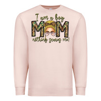 Pale Pink Iam Boy Mom Nothing Scares Me Premium Sweatshirt - CowhideDigitalArt