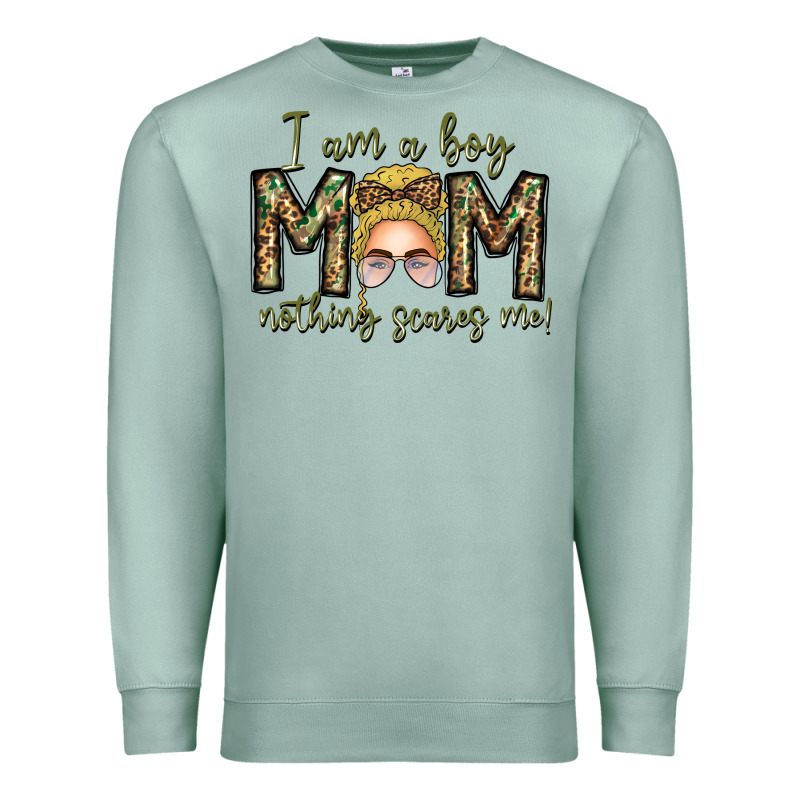 Iam Boy Mom Nothing Scares Me Premium Sweatshirt by CowhideDigitalArt | Teevron