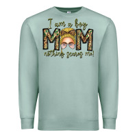 Seafoam Iam Boy Mom Nothing Scares Me Premium Sweatshirt - CowhideDigitalArt