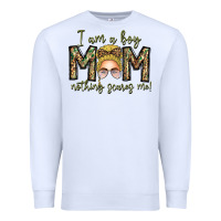 White Iam Boy Mom Nothing Scares Me Premium Sweatshirt - CowhideDigitalArt