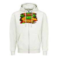 Oatmeal Heather black and proud Zipper Hoodie - FaDigitalArtStudio