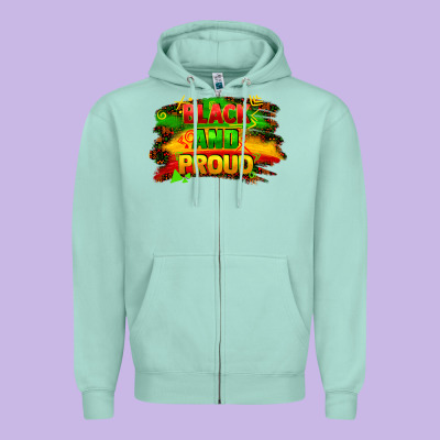Black And Proud Zipper Hoodie Designed By Fadigitalartstudio
