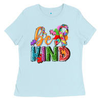 Baby Blue autism be kind Ladies Tee - NancyCooperArtShop